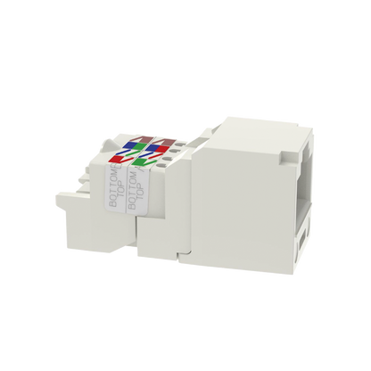 Conector Jack RJ45 Estilo TP, Mini-Com, Categoría 6, de 8 Posiciones y 8 Cables, Color Blanco Mate