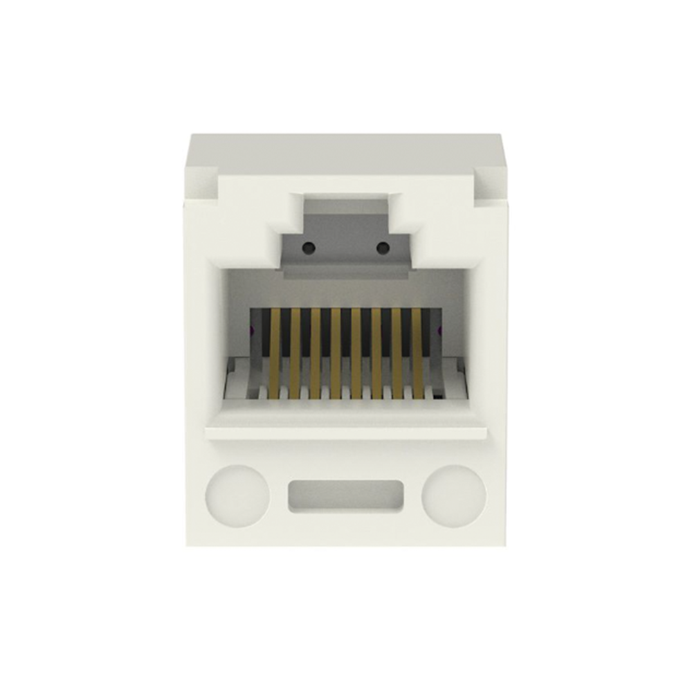 Conector Jack RJ45 Estilo TP, Mini-Com, Categoría 6, de 8 Posiciones y 8 Cables, Color Blanco Mate
