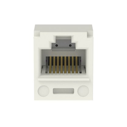 Conector Jack RJ45 Estilo TP, Mini-Com, Categoría 6, de 8 Posiciones y 8 Cables, Color Blanco Mate