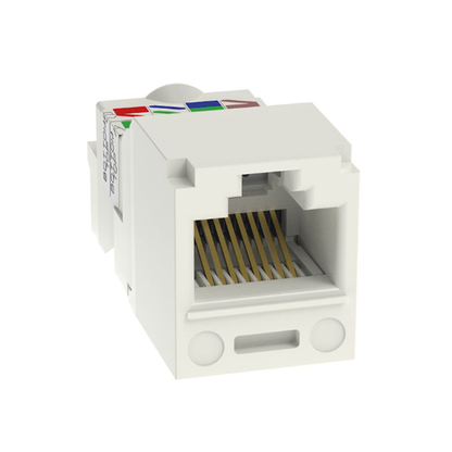 Conector Jack RJ45 Estilo TP, Mini-Com, Categoría 6, de 8 Posiciones y 8 Cables, Color Blanco Mate