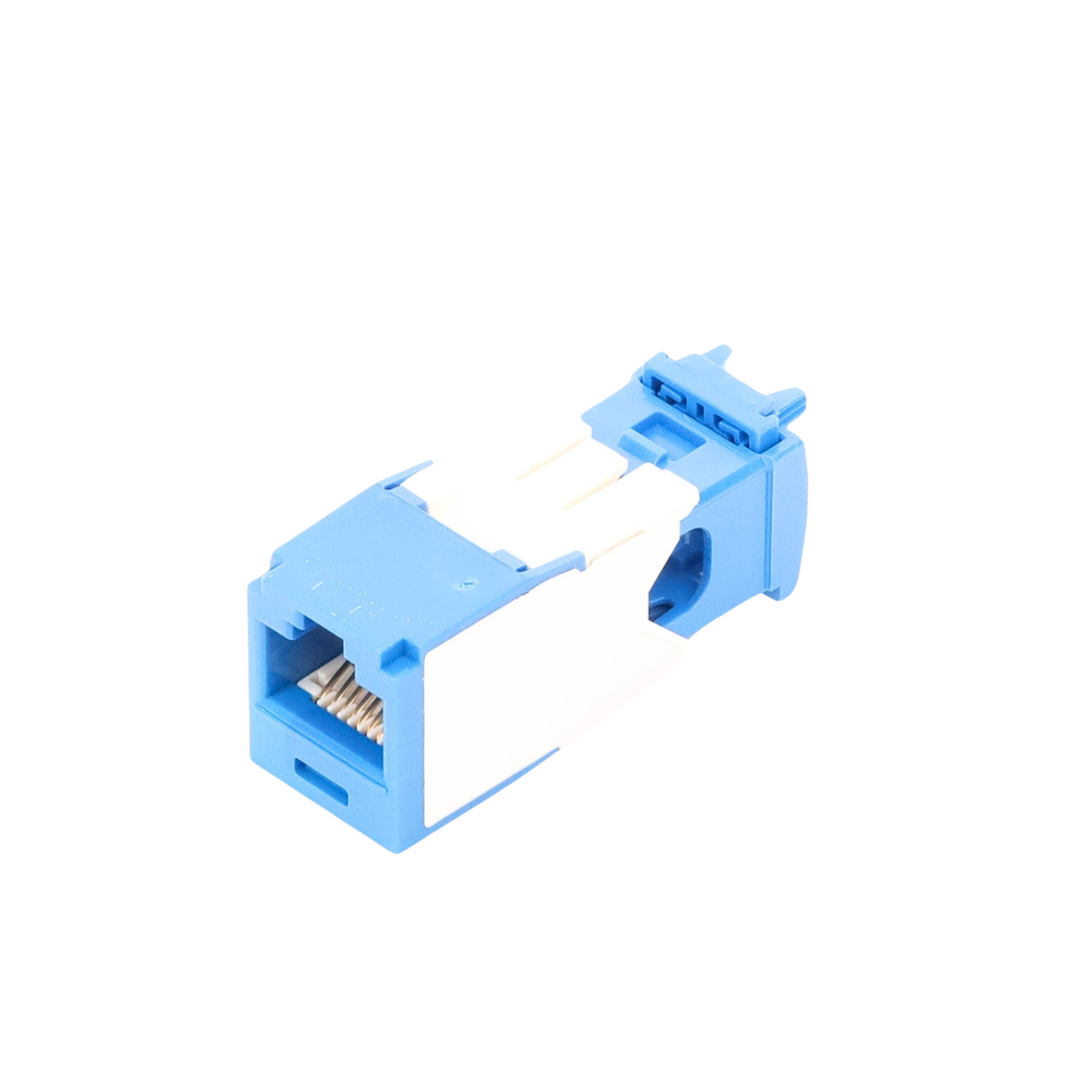 Conector Jack RJ45 Estilo TG, Mini-Com, Categoría 6A, de 8 Posiciones y 8 Cables, Color Azul