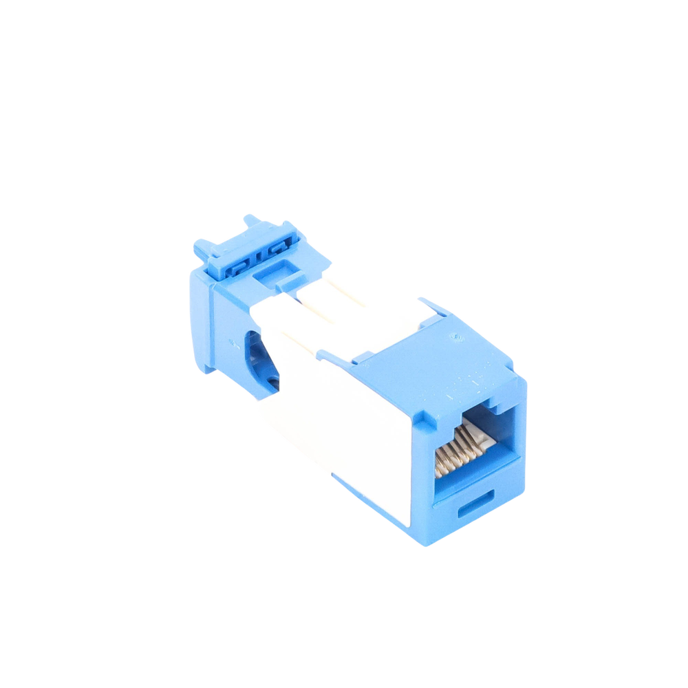 Conector Jack RJ45 Estilo TG, Mini-Com, Categoría 6A, de 8 Posiciones y 8 Cables, Color Azul