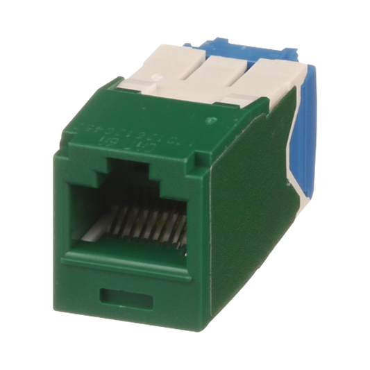 Conector Jack RJ45 Estilo TG, Mini-Com, Categoría 6A, de 8 Posiciones y 8 Cables, Color Verde