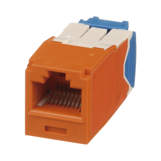 Conector Jack RJ45 Estilo TG, Mini-Com, Categoría 6A, de 8 Posiciones y 8 Cables, Color Naranja