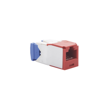 Conector Jack RJ45 Estilo TG, Mini-Com, Categoría 6A, de 8 Posiciones y 8 Cables, Color Rojo