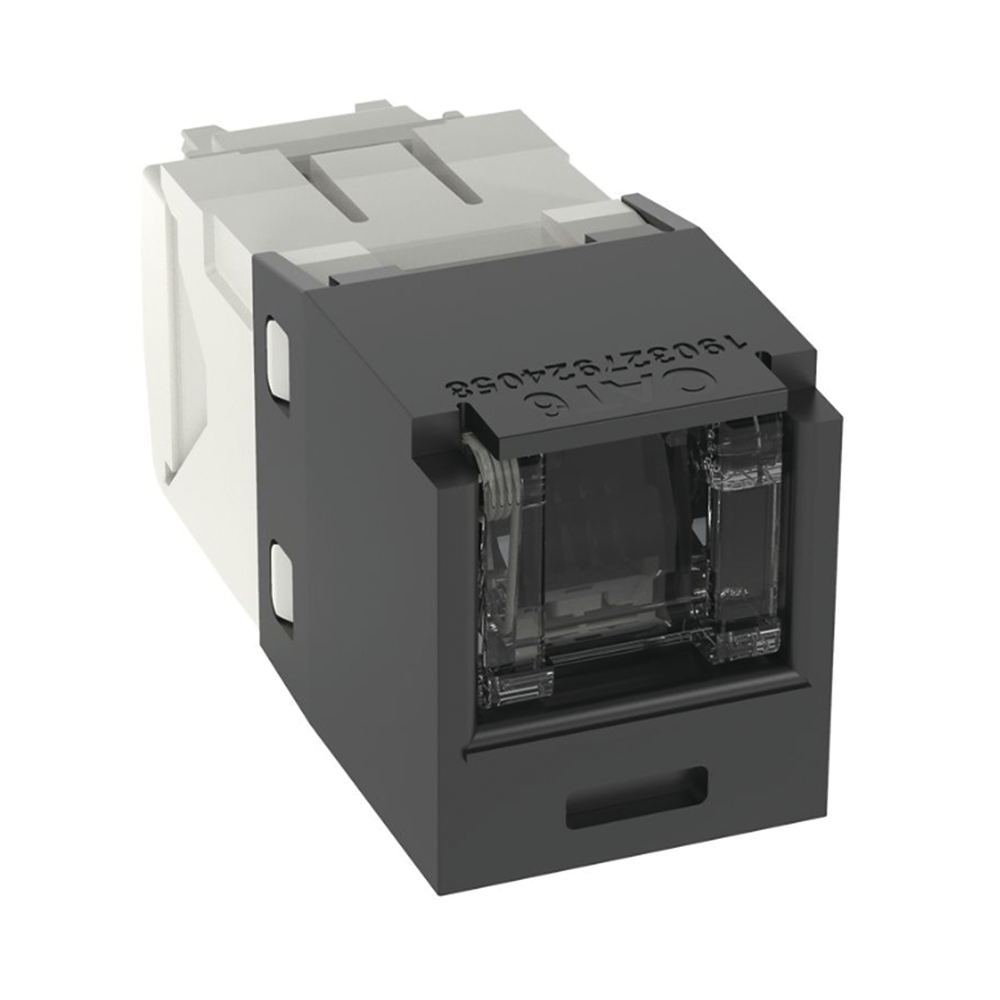 Conector Jack RJ45 Estilo TG con Ventana, Mini-Com, Categoría 6, de 8 Posiciones y 8 Cables, Color Negro