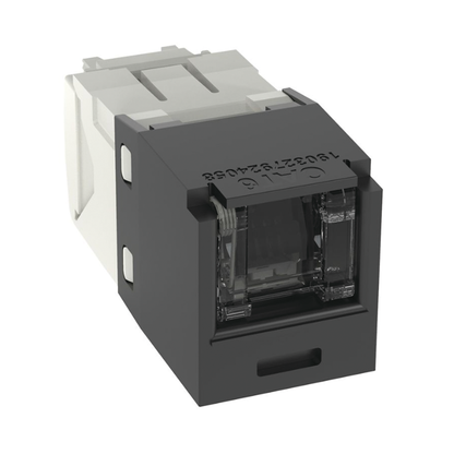 Conector Jack RJ45 Estilo TG con Ventana, Mini-Com, Categoría 6, de 8 Posiciones y 8 Cables, Color Negro