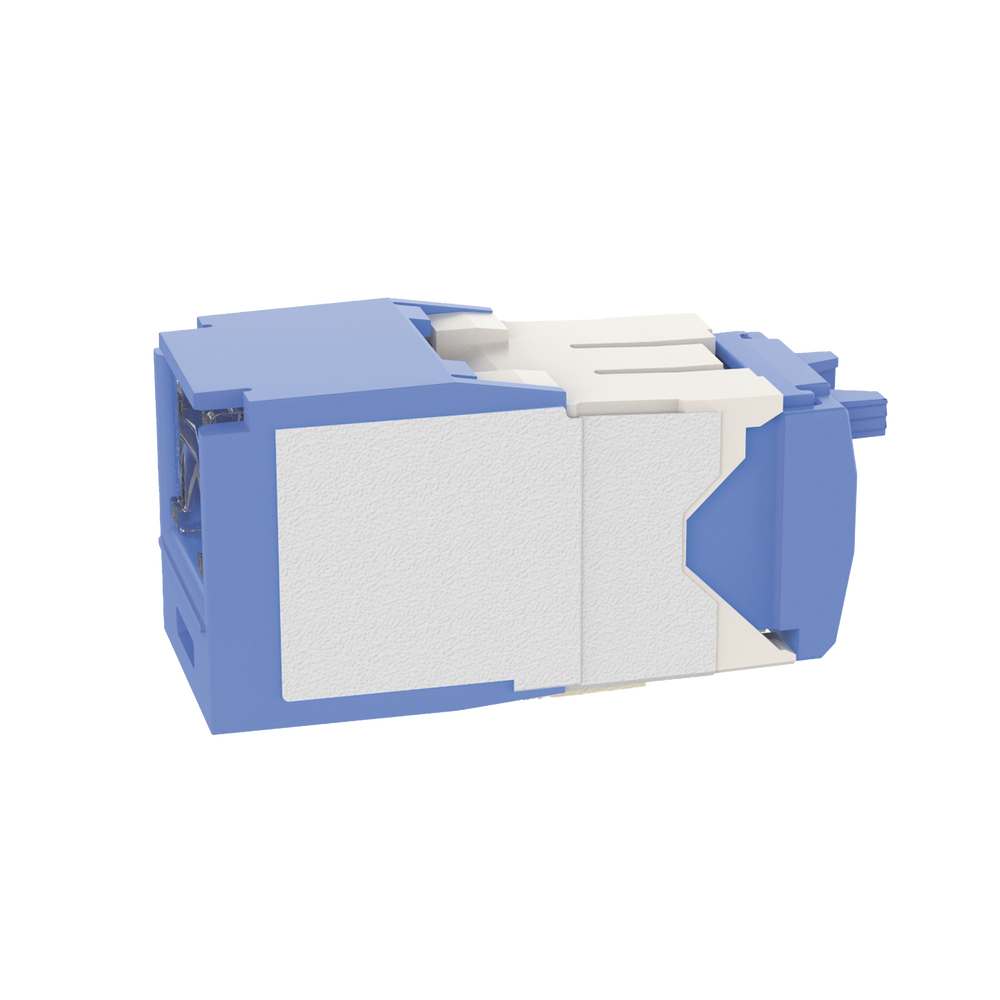 Conector Jack RJ45 Estilo TG con Ventana, Mini-Com, Categoría 6A, de 8 Posiciones y 8 Cables, Color Azul