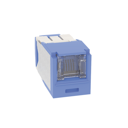 Conector Jack RJ45 Estilo TG con Ventana, Mini-Com, Categoría 6A, de 8 Posiciones y 8 Cables, Color Azul