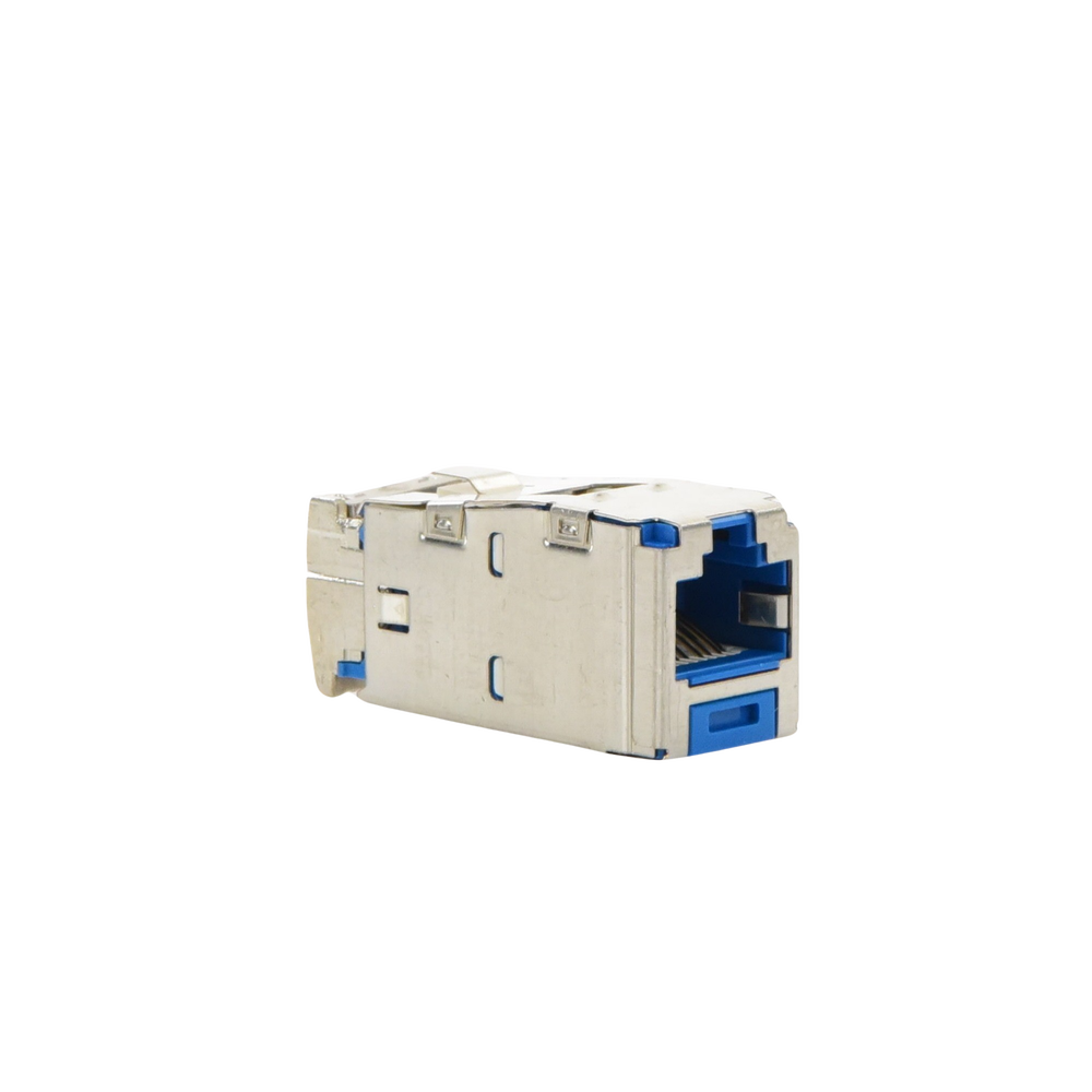 Conector Jack RJ45 Blindado, Estilo TG, Mini-Com, Categoría 6A, de 8 Posiciones y 8 Cables, Color Azul