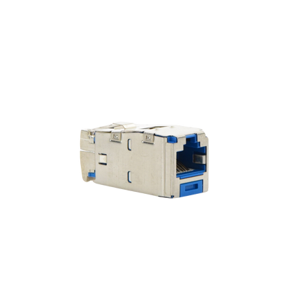 Conector Jack RJ45 Blindado, Estilo TG, Mini-Com, Categoría 6A, de 8 Posiciones y 8 Cables, Color Azul