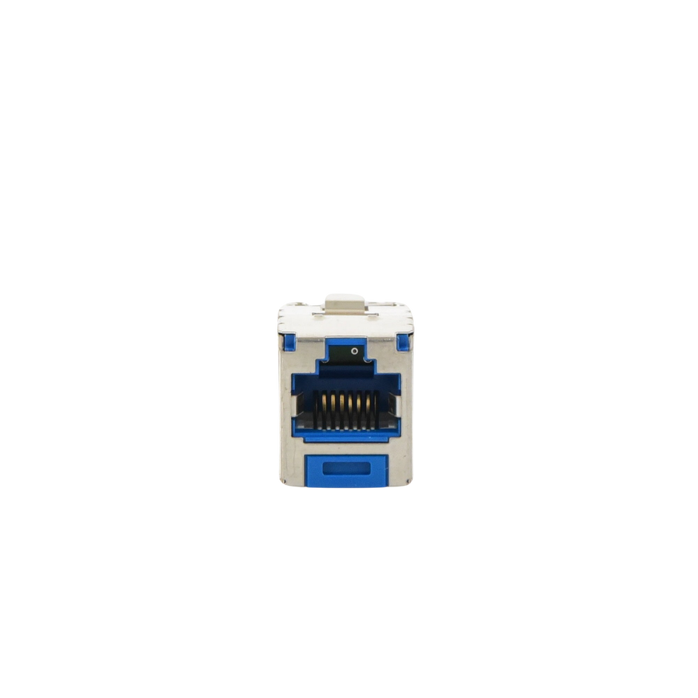 Conector Jack RJ45 Blindado, Estilo TG, Mini-Com, Categoría 6A, de 8 Posiciones y 8 Cables, Color Azul