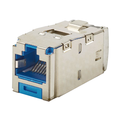 Conector Jack RJ45 Blindado, Estilo TG, Mini-Com, Categoría 6A, de 8 Posiciones y 8 Cables, Color Azul