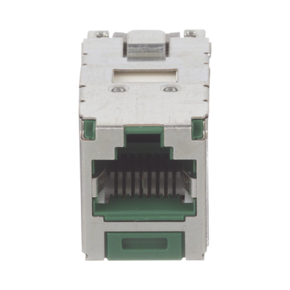 Conector Jack RJ45 Blindado, Estilo TG, Mini-Com, Categoría 6A, de 8 Posiciones y 8 Cables, Color Verde
