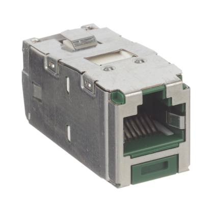 Conector Jack RJ45 Blindado, Estilo TG, Mini-Com, Categoría 6A, de 8 Posiciones y 8 Cables, Color Verde
