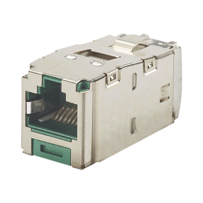Conector Jack RJ45 Blindado, Estilo TG, Mini-Com, Categoría 6A, de 8 Posiciones y 8 Cables, Color Verde
