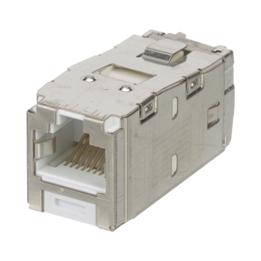 Conector Jack RJ45 Blindado, Estilo TG, Mini-Com, Categoría 6A, de 8 Posiciones y 8 Cables, Color Blanco
