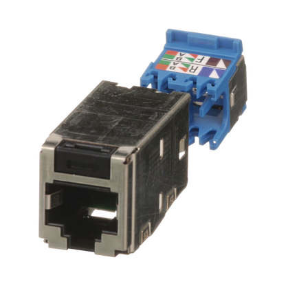 Conector Jack RJ45 Blindado, Estilo TG, Mini-Com, Categoría 6A, de 8 Posiciones y 8 Cables, Color Negro