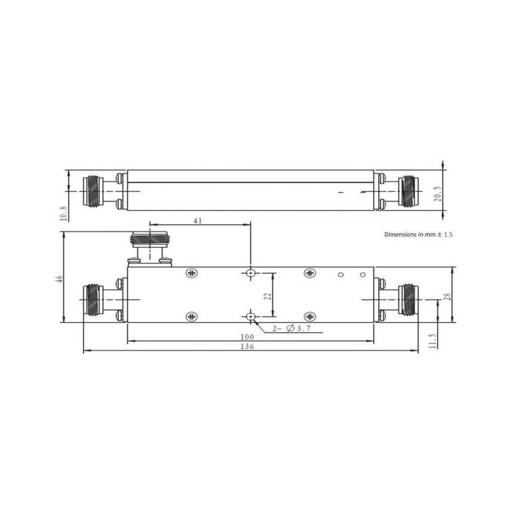 Acoplador  direccional 6dB 694-2700 50W tipo N