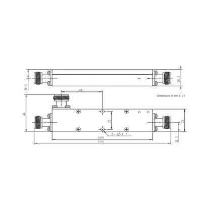 Acoplador  direccional 6dB 694-2700 50W tipo N
