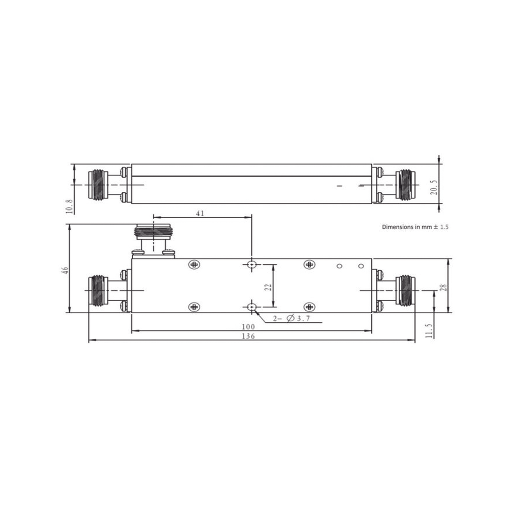 Acoplador  direccional 10dB 694-2700 50W tipo N