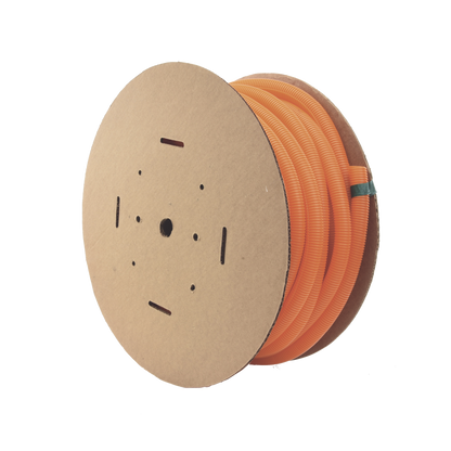 Tubo Corrugado Abierto para Protección de Cables, 1in (25.4 mm) de Diámetro, 30.5 m de Largo, Color Naranja