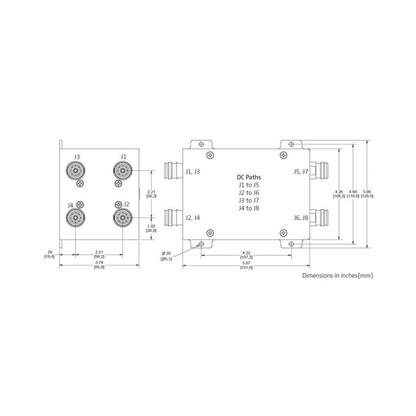 Combinador Hibrido 4x4 617-5925 MHz 100W -161dBc 4.3-10 IP67
