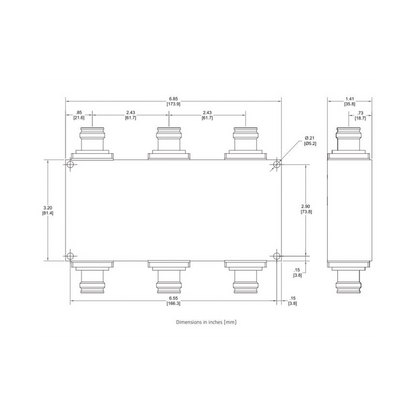 Combinador hibrido 3x3 617-2700 150W -161dBc 4.3-10 IP68