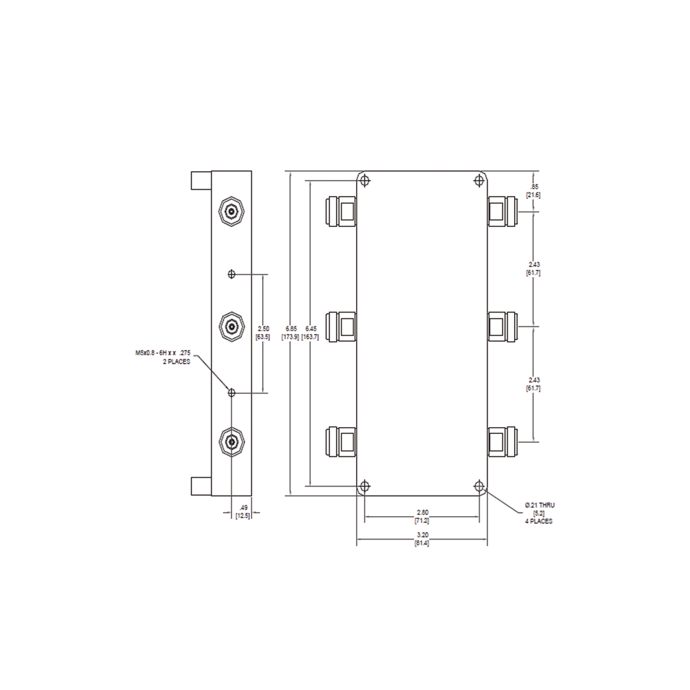 Combinador hibrido 3x3 694-2700MHz 150W -161dBc tipo N IP64