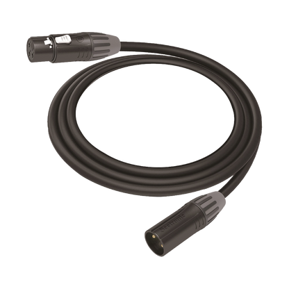 Cable XLR | 3 polos | Conector Hembra-Macho | Serie M | Carcasa Negra | Contactos Dorados | Ideal para Microfonía | Longitud 10m