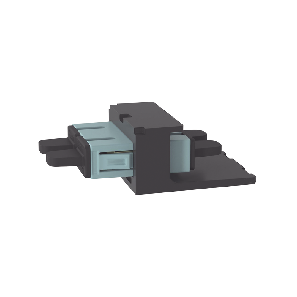 Módulo Acoplador SC Duplex, para Fibra Óptica Multimodo OM3/OM4, Tipo Mini-Com, Color Aqua