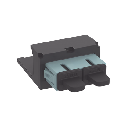 Módulo Acoplador SC Duplex, para Fibra Óptica Multimodo OM3/OM4, Tipo Mini-Com, Color Aqua