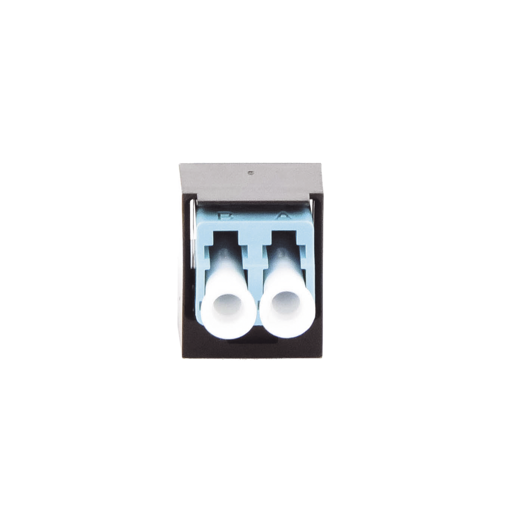 Módulo Acoplador LC Duplex, para Fibra Óptica Multimodo OM3/OM4, Tipo Mini-Com, Color Aqua