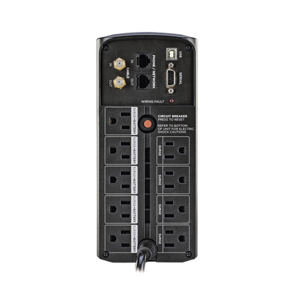 UPS de 1000 VA/600 W, Topología Línea Interactiva, Entrada 120 Vca NEMA 5-15P, Tipo Mini Torre, Con 9 Tomas NEMA 5-15R