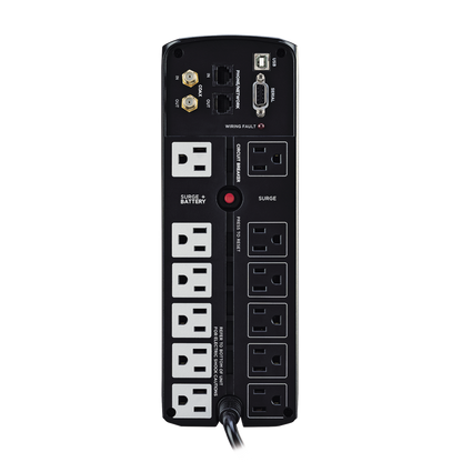 UPS de 1500 VA/900 W, Topología Línea Interactiva, Entrada 120 Vca NEMA 5-15P, Tipo Mini Torre, Con 12 Tomas NEMA 5-15R