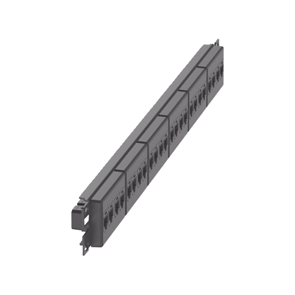 Panel de Parcheo con 24 Acopladores Mini-Com, Plano, Categor�a 5e, de 1 UR, Color Negro