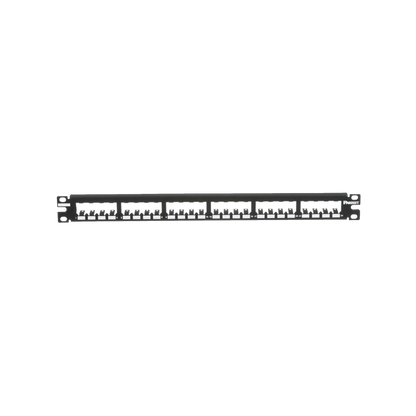 Panel de Parcheo Modular Mini-Com (Sin Conectores), Plano, Totalmente Blindado, de 24 Puertos, 1UR