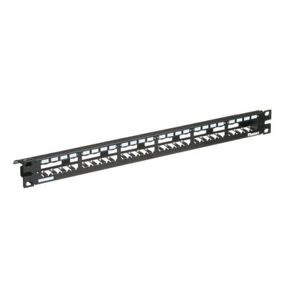 Panel de Parcheo Modular Mini-Com (Sin Conectores), Plano, Totalmente Blindado, de 24 Puertos, 1UR