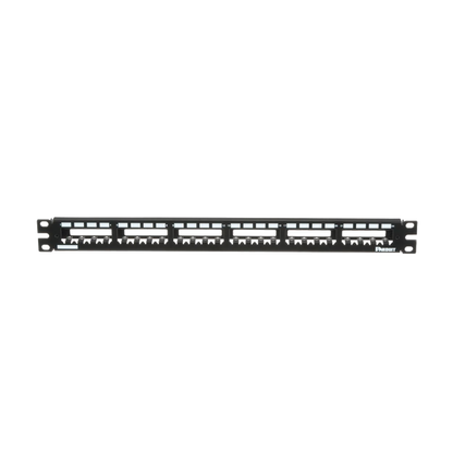 Panel de Parcheo Modular Mini-Com (Sin Conectores), Plano, Totalmente Blindado, de 24 Puertos, 1UR