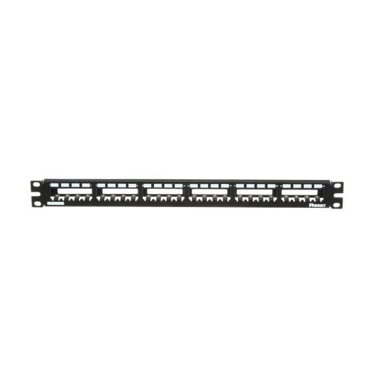 Panel de Parcheo Modular Mini-Com (Sin Conectores), Plano, Totalmente Blindado, de 24 Puertos, 1UR