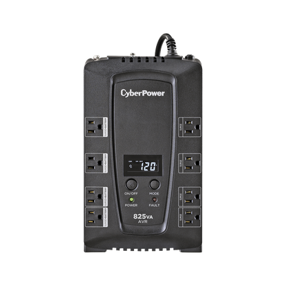 UPS de 825 VA/450 W, Topología Línea Interactiva, Entrada 120 Vca NEMA 5-15P, Tipo Gabinete Compacto, Con 8 Tomas NEMA 5-15R