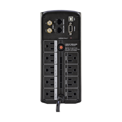 UPS de 850 VA/510 W, Topología Línea Interactiva, Entrada 120 Vca NEMA 5-15P, Tipo Mini Torre, Con 9 Tomas NEMA 5-15R