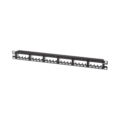 Panel de Parcheo Modular Mini-Com (Sin Conectores), Plano de Instalación al Ras, Sin Blindaje, de 24 Puertos, 1UR