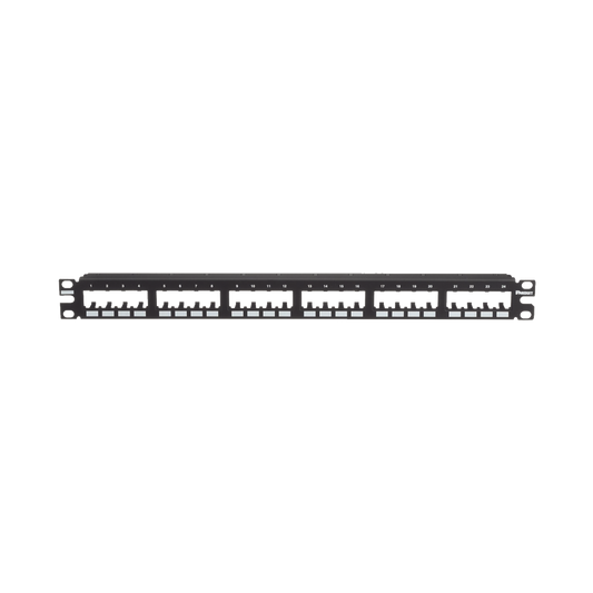 Panel de Parcheo Modular Mini-Com (Sin Conectores), Plano de Instalación al Ras, Sin Blindaje, de 24 Puertos, 1UR