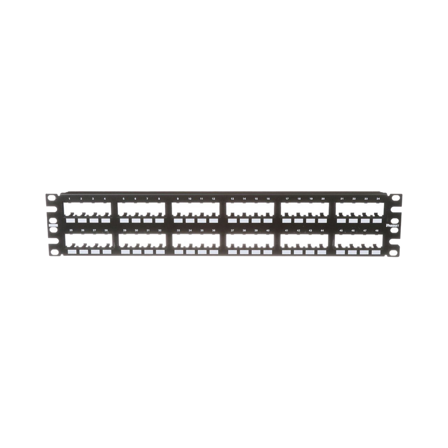 Panel de Parcheo Modular Mini-Com (Sin Conectores), Plano de Instalación al Ras, Sin Blindaje, de 48 Puertos, 2UR