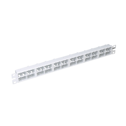 Panel de Parcheo Modular Mini-Com (Sin Conectores), Plano, Sin Blindaje, Alta Densidad, de 48 Puertos, Color Blanco, 1 UR