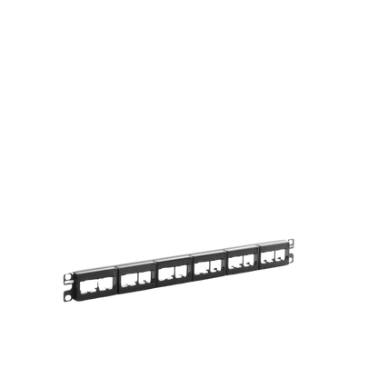 Panel de Parcheo Modular Mini-Com (Sin Conectores), Plano, Sin Blindaje, Con Etiqueta y Cubierta, de 24 Puertos, 1UR