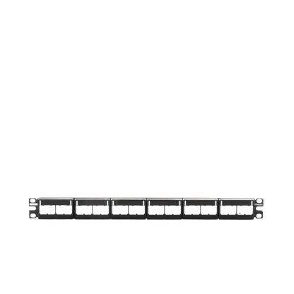 Panel de Parcheo Modular Mini-Com (Sin Conectores), Plano, Sin Blindaje, Con Etiqueta y Cubierta, de 24 Puertos, 1UR