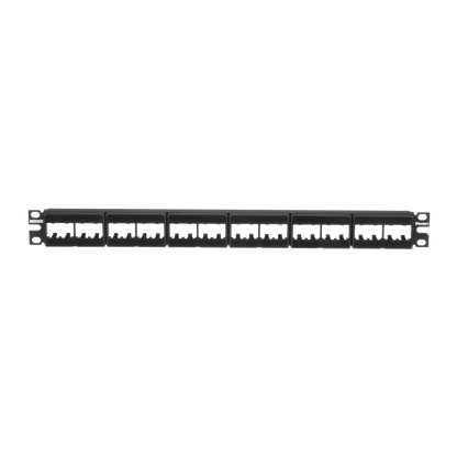 Panel de Parcheo Modular Mini-Com (Sin Conectores), Plano, Sin Blindaje, Con Etiqueta y Cubierta, de 24 Puertos, 1UR