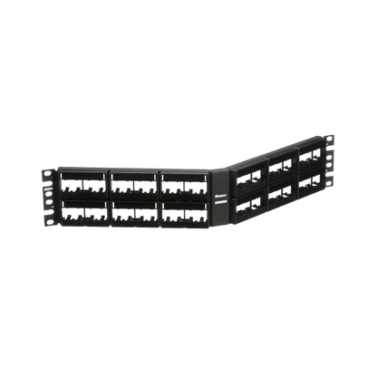 Panel de Parcheo Modular Mini-Com (Sin Conectores), Angulado, Sin Blindaje, Con Etiqueta y Cubierta, de 48 Puertos, 2UR
